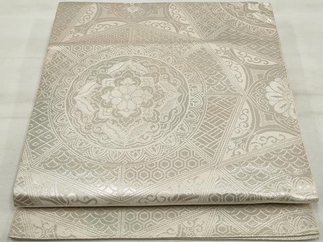 平和屋着物◎六通柄袋帯 正倉院花文 銀糸 正絹 逸品 DAAT2994qa