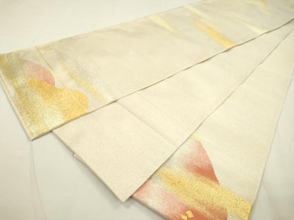 平和屋着物●手織綴れ 山鹿清華 太鼓柄袋帯 重ね山文 金銀糸 正絹 逸品 DAAT3228fe