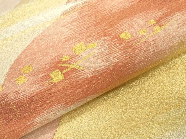 平和屋着物●手織綴れ 山鹿清華 太鼓柄袋帯 重ね山文 金銀糸 正絹 逸品 DAAT3228fe