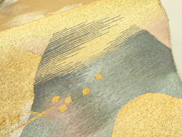 平和屋着物●手織綴れ 山鹿清華 太鼓柄袋帯 重ね山文 金銀糸 正絹 逸品 DAAT3228fe