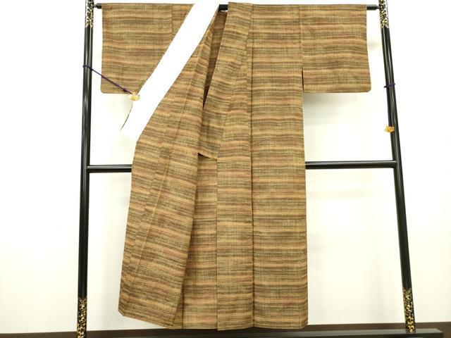 平和屋着物▽上質な紬 単衣 霞文 正絹 逸品 DAAT3633fe