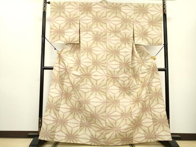 平和屋着物▽上質な紬 単衣 麻の葉文様 正絹 逸品 DAAT3639fe