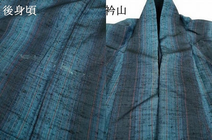 平和屋着物▽上質な紬 単衣 間道 正絹 逸品 DAAT3640fe