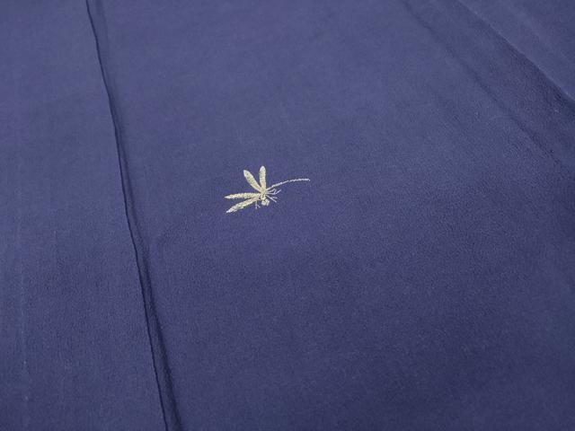 平和屋着物▽訪問着 単衣 お召地 刺繍 蜻蛉 とんぼ 金糸 紅桔梗色 正絹 逸品 DAAT3642fe