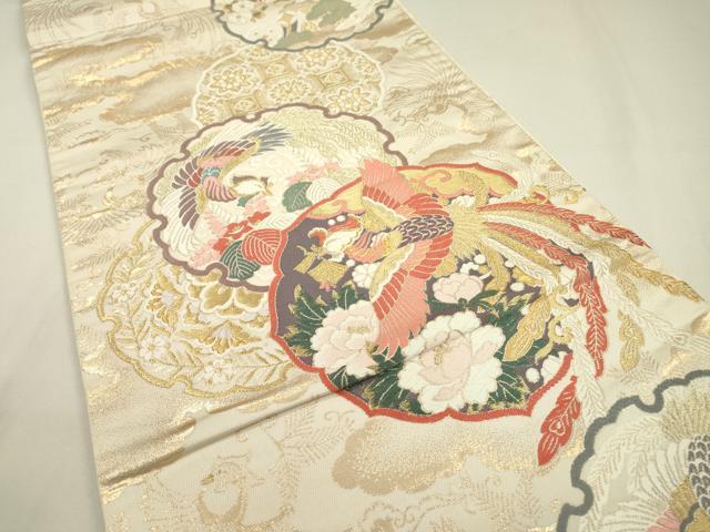 平和屋着物▼西陣の名門織元　いづくら謹製　六通柄袋帯　唐織　瑞兆鳳凰　金糸　証紙付き　正絹　逸品　DAAT3983fe