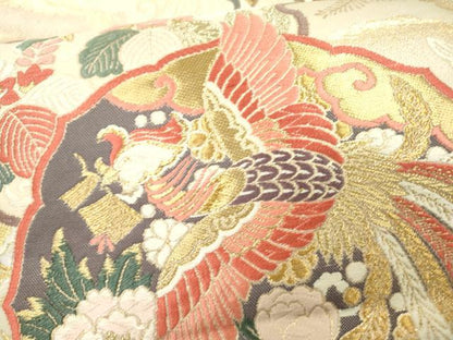 平和屋着物▼西陣の名門織元　いづくら謹製　六通柄袋帯　唐織　瑞兆鳳凰　金糸　証紙付き　正絹　逸品　DAAT3983fe