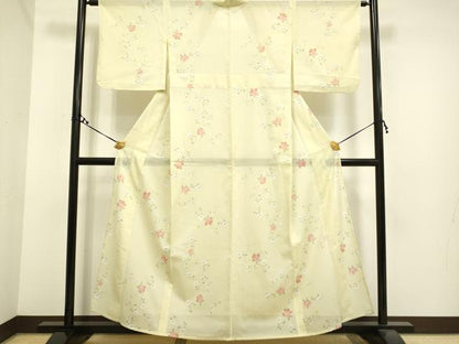 平和屋着物＊夏物　小紋　絽　草花文　洗える着物　DAAT4039du