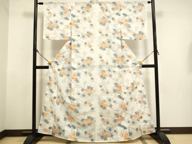 平和屋着物＊夏物　小紋　絽　楓文　洗える着物　DAAT4408du