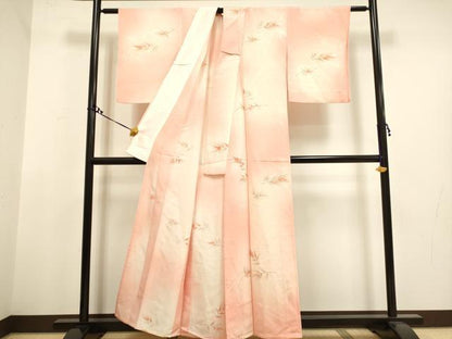 平和屋着物▽上質な小紋 単衣 地紋起こし 手描き 笹文 暈し染め 正絹 逸品 DAAT4422du