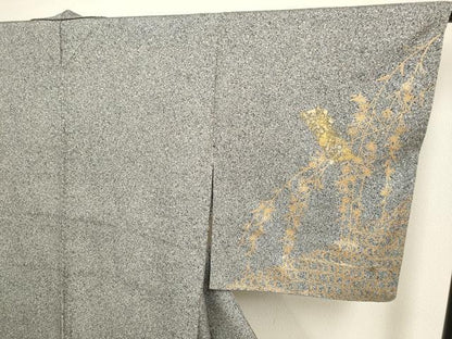 平和屋着物▽訪問着 単衣 刺繍 短冊枝垂れ桜文 たたき染め 金彩 正絹 逸品 DAAT4423du