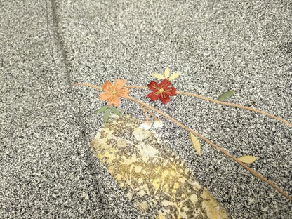 平和屋着物▽訪問着 単衣 刺繍 短冊枝垂れ桜文 たたき染め 金彩 正絹 逸品 DAAT4423du