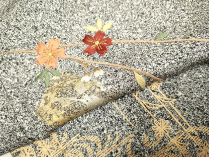 平和屋着物▽訪問着 単衣 刺繍 短冊枝垂れ桜文 たたき染め 金彩 正絹 逸品 DAAT4423du