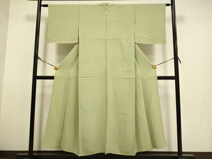 平和屋着物▽上質な色無地 単衣 メロンイエロー色 正絹 逸品 DAAT4426du