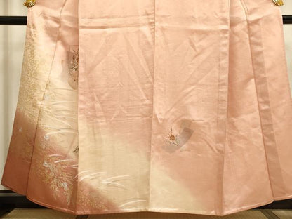平和屋着物▽訪問着 単衣 刺繍 短冊枝花文 暈し染め 金銀彩 正絹 逸品 DAAT4428du