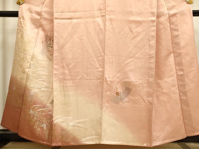 平和屋着物▽訪問着 単衣 刺繍 短冊枝花文 暈し染め 金銀彩 正絹 逸品 DAAT4428du
