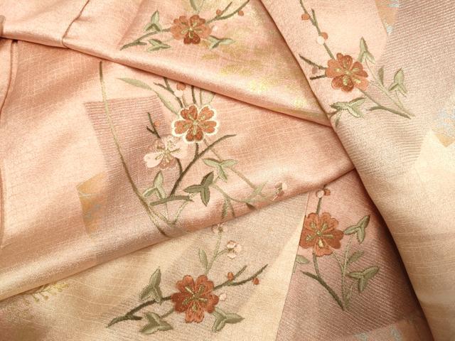 平和屋着物▽訪問着 単衣 刺繍 短冊枝花文 暈し染め 金銀彩 正絹 逸品 DAAT4428du