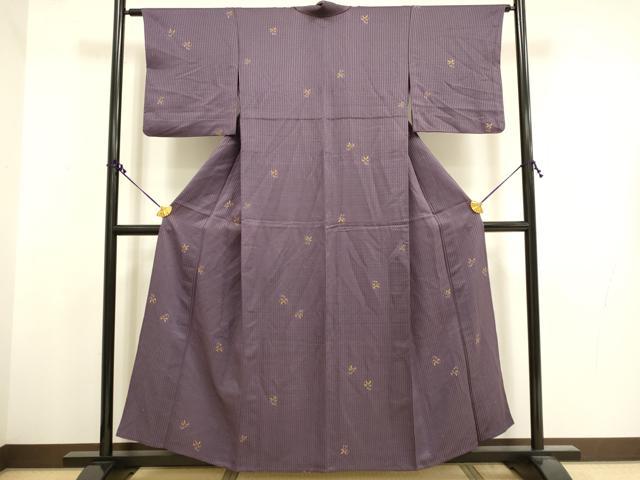 平和屋着物▽上質な小紋 単衣 草花文 正絹 逸品 DAAT4431du