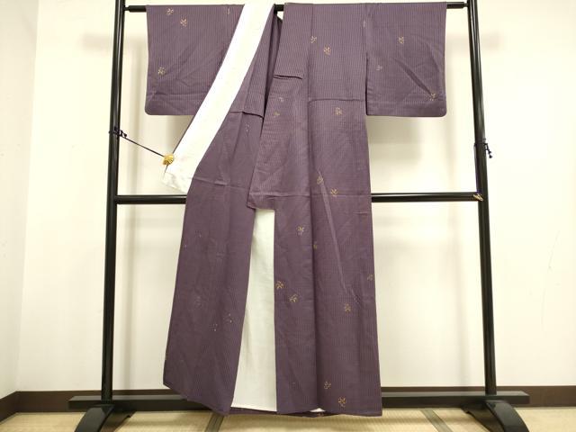 平和屋着物▽上質な小紋 単衣 草花文 正絹 逸品 DAAT4431du