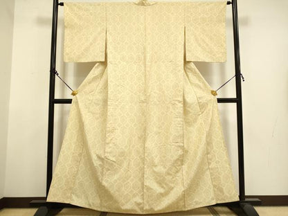 平和屋着物▽上質な紬 単衣 亀甲文 正絹 逸品 DAAT4441du