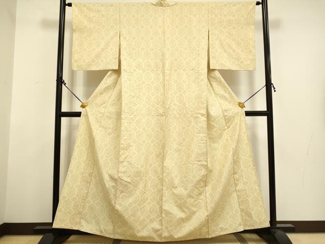 平和屋着物▽上質な紬 単衣 亀甲文 正絹 逸品 DAAT4441du