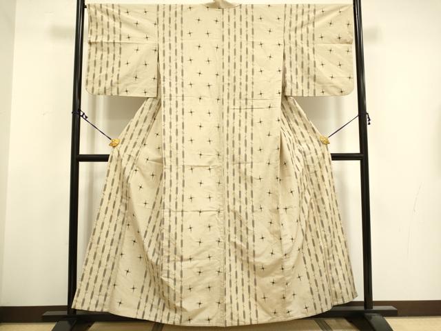 平和屋着物▽上質な紬　単衣　間道　正絹　逸品　DAAT4444du