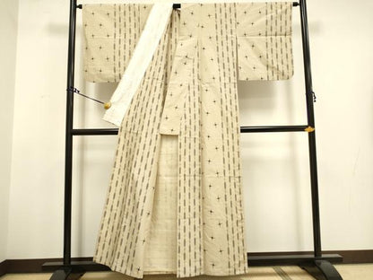 平和屋着物▽上質な紬　単衣　間道　正絹　逸品　DAAT4444du