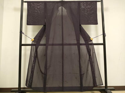 平和屋着物＊夏物　色無地　絽　笹紋紗　黒鳶色　正絹　逸品　DAAT4457du