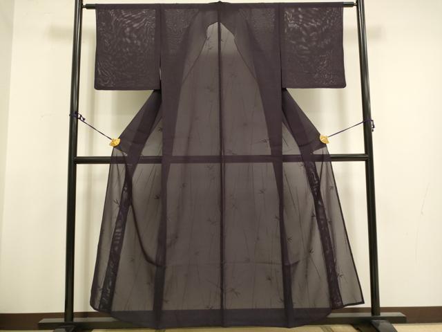 平和屋着物＊夏物　色無地　絽　笹紋紗　黒鳶色　正絹　逸品　DAAT4457du