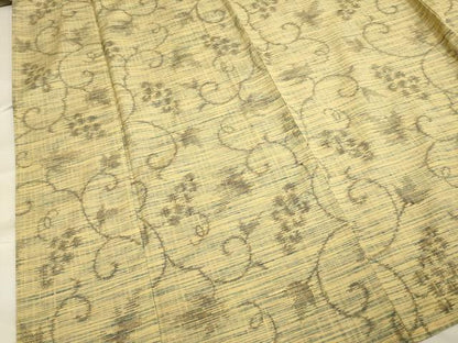平和屋着物▽上質な紬 　単衣　葡萄蔦の葉　正絹　逸品　未使用　DAAT4486du