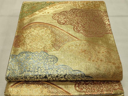 平和屋着物◎佐賀錦 六通柄袋帯 雲取り遠山花文 金糸 正絹 逸品 DAAT4812qp