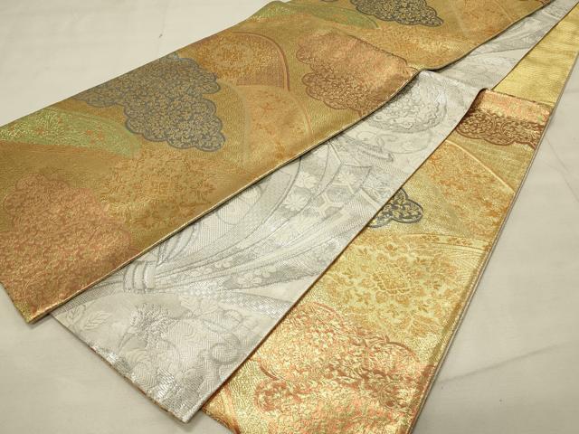 平和屋着物◎佐賀錦 六通柄袋帯 雲取り遠山花文 金糸 正絹 逸品 DAAT4812qp