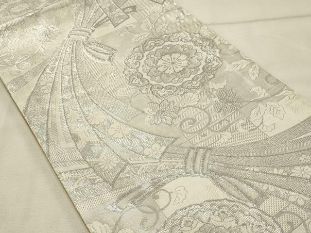 平和屋着物◎佐賀錦 六通柄袋帯 雲取り遠山花文 金糸 正絹 逸品 DAAT4812qp