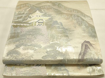 平和屋着物◎六通柄袋帯 風景文 金銀糸 正絹 逸品 DAAT4905qp