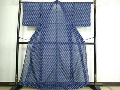 平和屋着物＊夏物　小紋　絽　抽象文様　洗える着物　DAAT5322sf