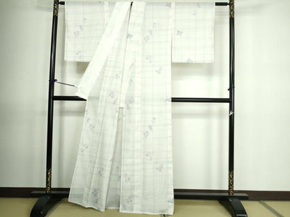 平和屋着物＊夏物 小紋 絽 草花文 洗える着物 DAAQ4541sfm