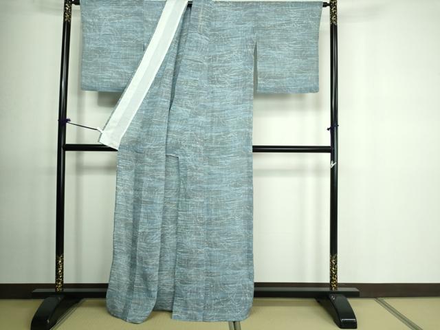 平和屋着物＊夏物　小千谷ちぢみ　霞文　麻　逸品　DAAW0945op