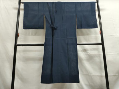 平和屋着物▽道中着　スリーシーズン　春夏秋　塵除け　縞文紗　留紺色　ロング丈　正絹　逸品　未使用　DAAT5563ud