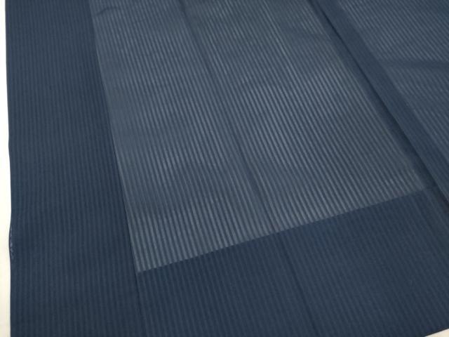 平和屋着物▽道中着　スリーシーズン　春夏秋　塵除け　縞文紗　留紺色　ロング丈　正絹　逸品　未使用　DAAT5563ud