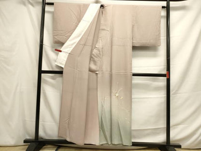 平和屋着物▽訪問着 単衣 総刺繍 籬草花文 暈し染め 金糸 正絹 逸品 DAAT6095op