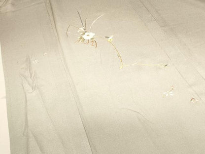 平和屋着物▽訪問着 単衣 総刺繍 籬草花文 暈し染め 金糸 正絹 逸品 DAAT6095op
