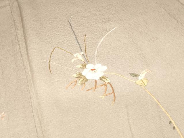 平和屋着物▽訪問着 単衣 総刺繍 籬草花文 暈し染め 金糸 正絹 逸品 DAAT6095op
