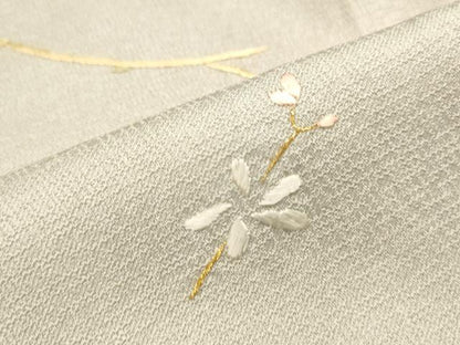 平和屋着物▽訪問着 単衣 総刺繍 籬草花文 暈し染め 金糸 正絹 逸品 DAAT6095op