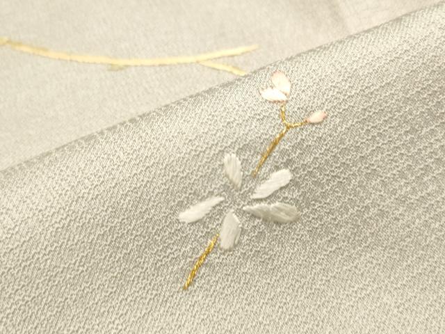 平和屋着物▽訪問着 単衣 総刺繍 籬草花文 暈し染め 金糸 正絹 逸品 DAAT6095op
