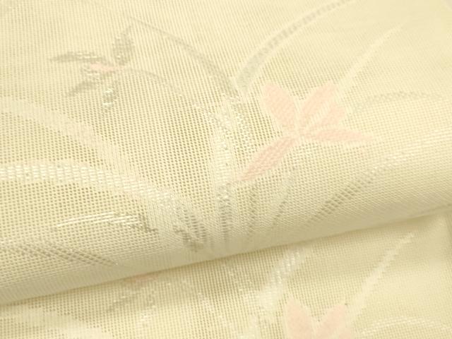 平和屋着物＊夏物　六通柄袋帯　草花文　銀糸　正絹　逸品　DAAT7087cm