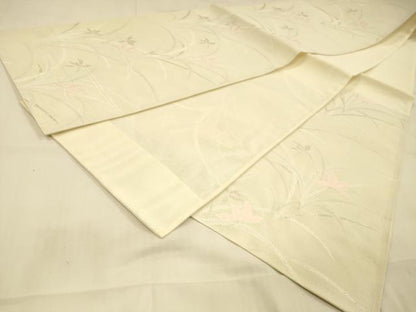 平和屋着物＊夏物　六通柄袋帯　草花文　銀糸　正絹　逸品　DAAT7087cm
