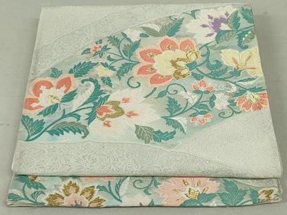 平和屋着物●六通柄袋帯 唐織 更紗花唐草文 金糸 正絹 逸品 DAAT7531ob