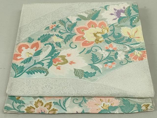 平和屋着物●六通柄袋帯 唐織 更紗花唐草文 金糸 正絹 逸品 DAAT7531ob