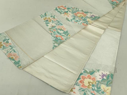 平和屋着物●六通柄袋帯 唐織 更紗花唐草文 金糸 正絹 逸品 DAAT7531ob