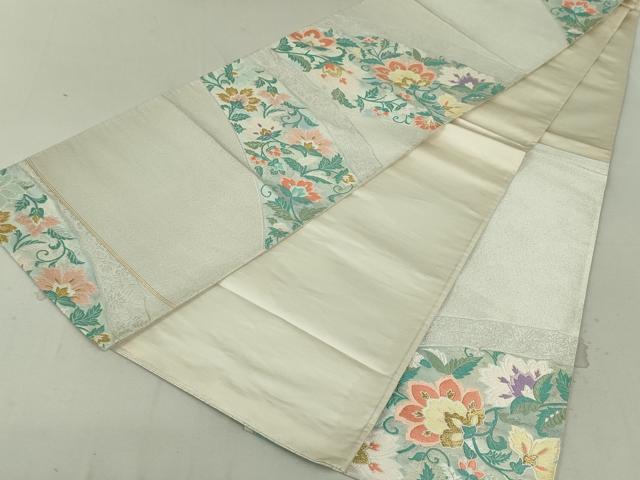 平和屋着物●六通柄袋帯 唐織 更紗花唐草文 金糸 正絹 逸品 DAAT7531ob