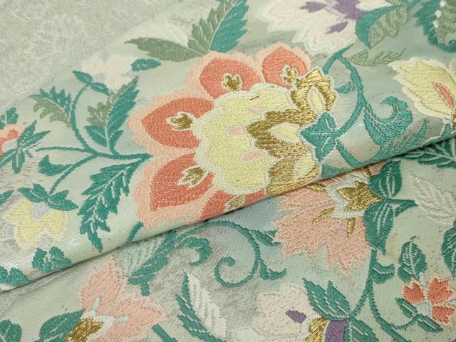 平和屋着物●六通柄袋帯 唐織 更紗花唐草文 金糸 正絹 逸品 DAAT7531ob